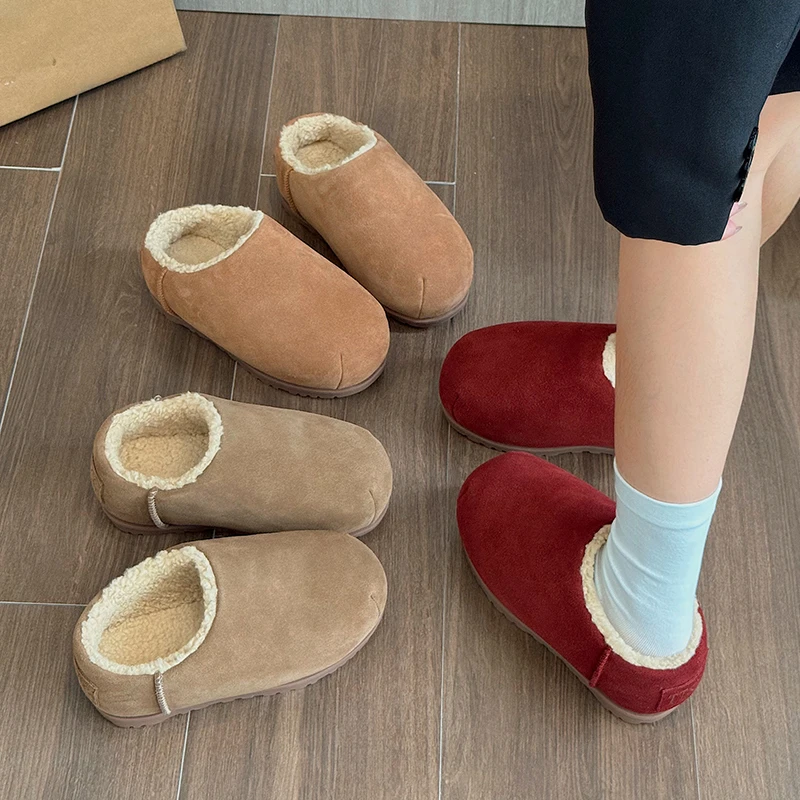 Casual Woman Shoe Increas Height Clogs Platform Round Toe New Creepers Winter Increased Internal Slipper Snow Boots Slides