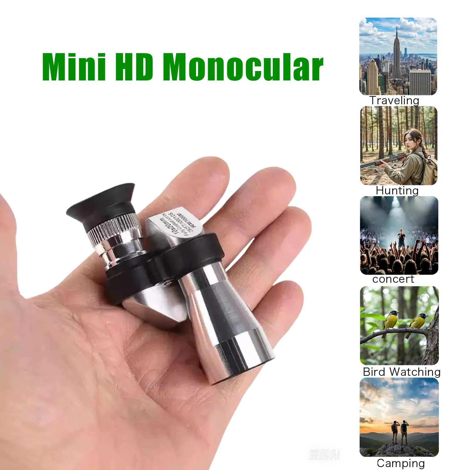 

8x20 HD Monocular Telescope, Compact Portable Zoom Monocular for Travel Hiking Fishing Camping Stargazing Concerts Bird Watching