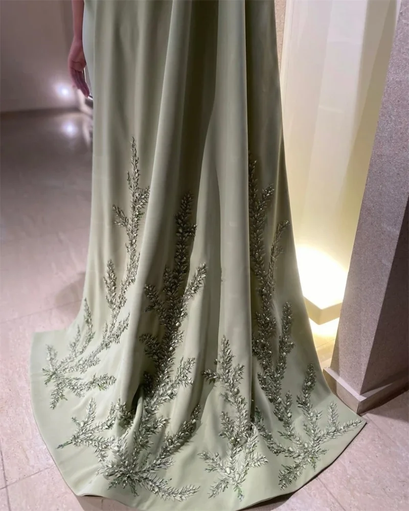 Customized High Quality Boat Neck Sheath Stole Appliques Party Dress Floor Length Formal Evening Fashionable Forefront Carefully