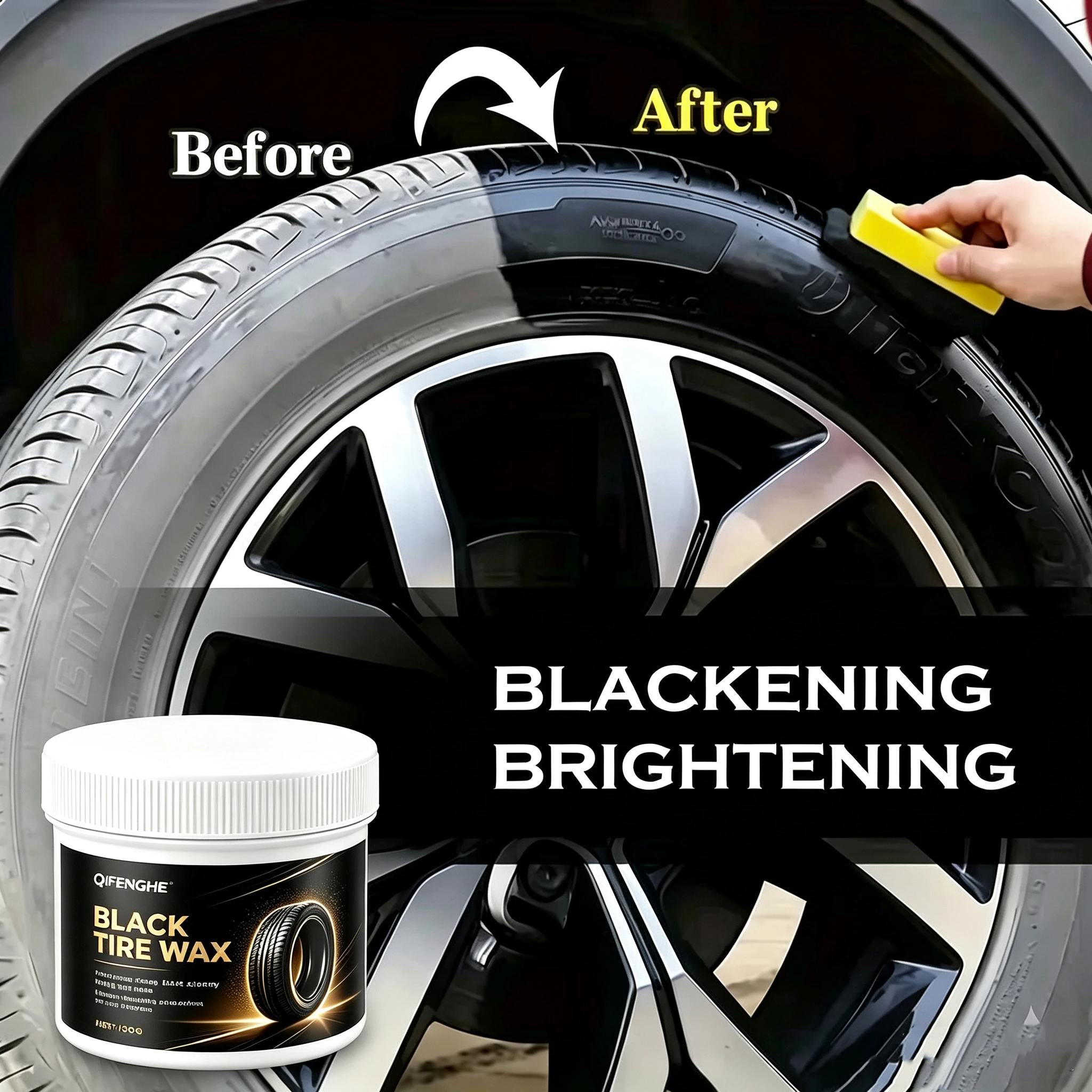 GREEDY TREE BLACK TIRE WAX 150G Car Tire Renovation Paste Restore Deep Black Gloss Anti-Aging Protective Coating Dust Oxidation