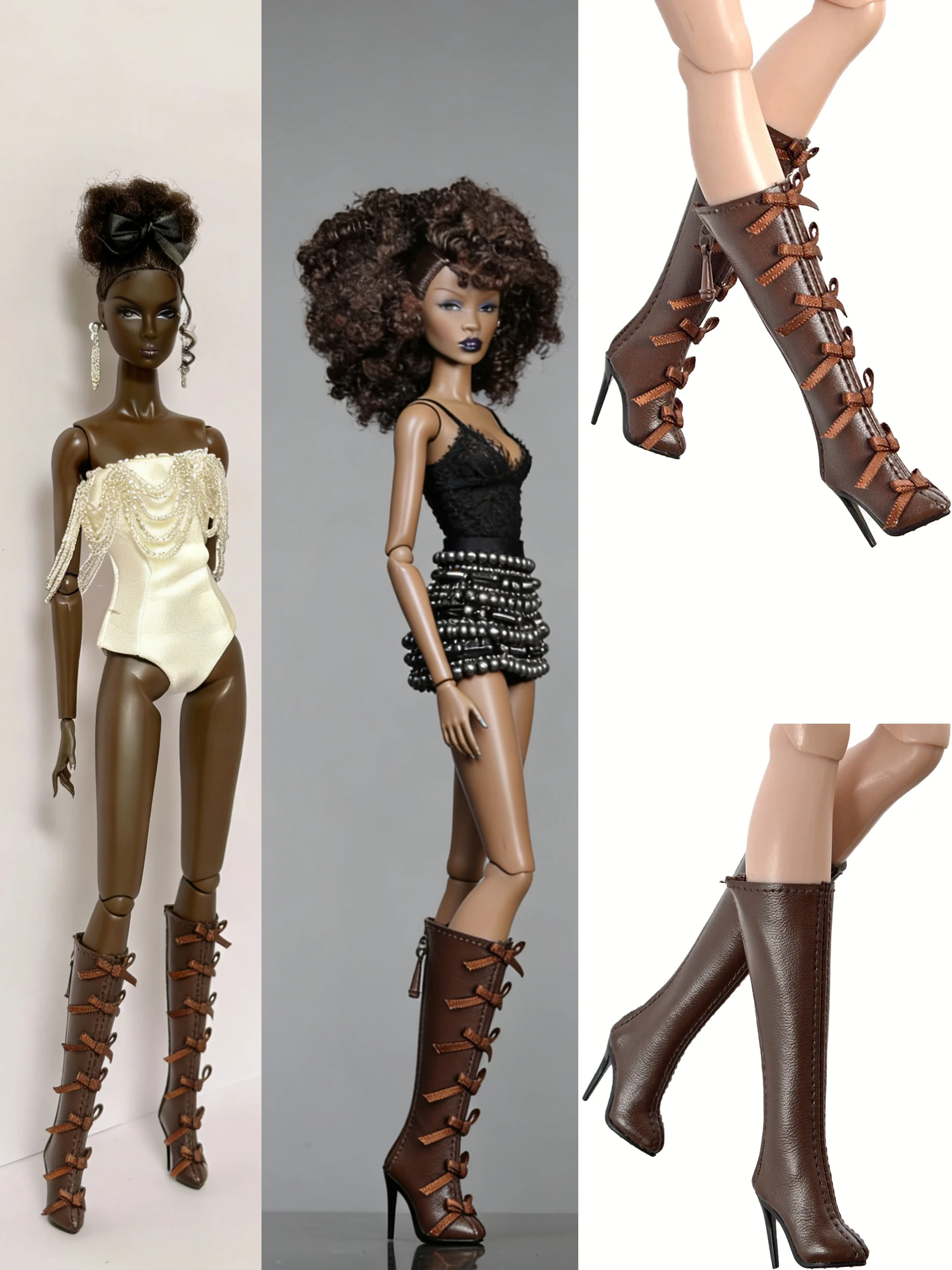 

Обувь для кукол-супермоделей 1/6: модные кожаные полусапоги оригинального дизайна с милым бантом для FR2 NU.FAC Kissmela Xianxian