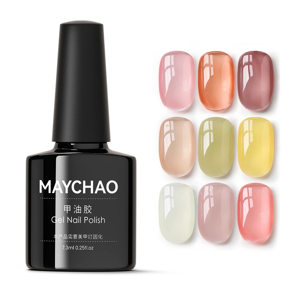 

MAYCHAO 31 Colors 7.3ml Jelly Gel Nail Art Semi Permanent Soak Off UV LED Varnish For Nail Semi-Transparent Nude Gel Nail Polish