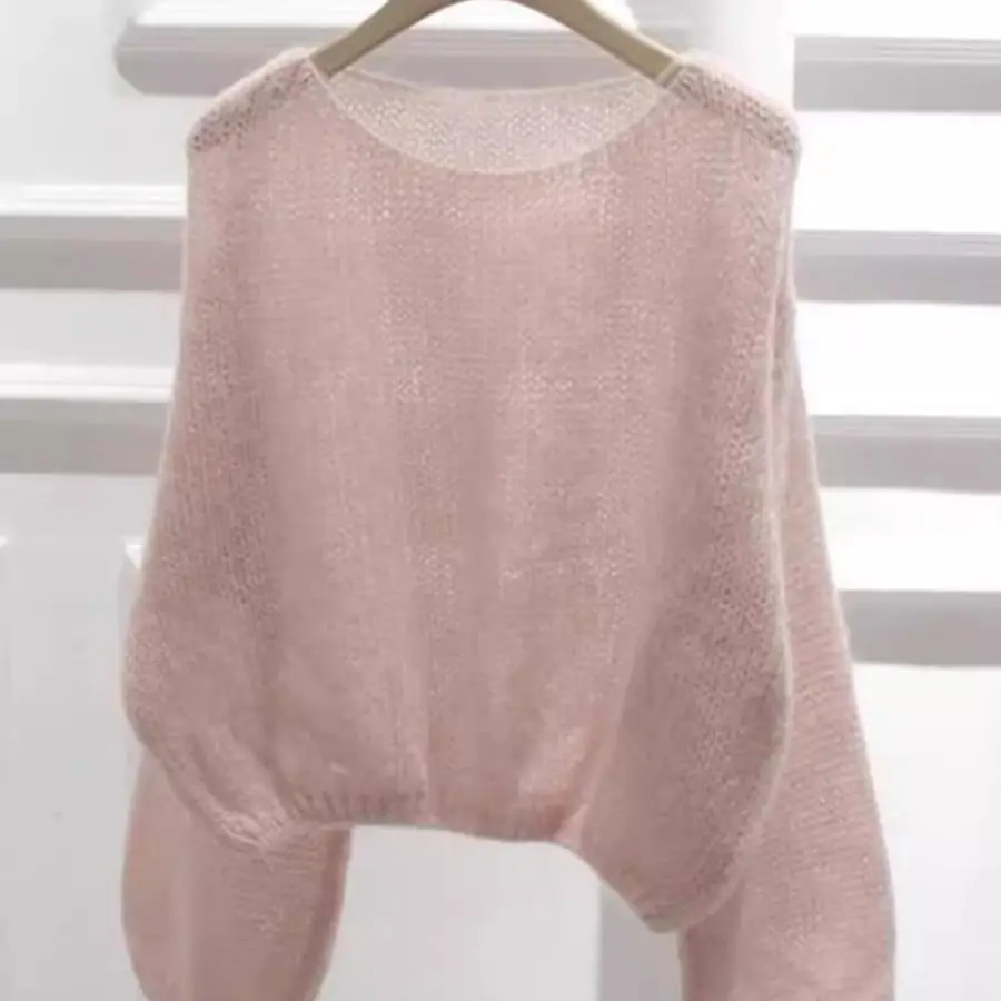 

Pink Mohair Sweater Causal Short Knit Sweaters Sueter Mujer