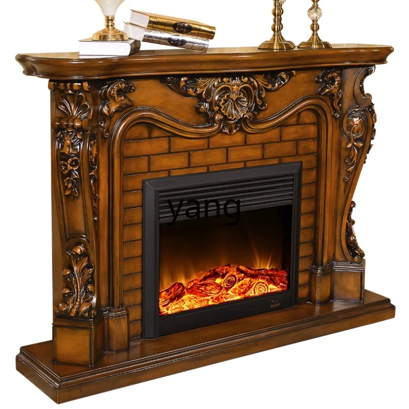 

ZJJ European Fireplace American Solid Wood Fireplace Rack Decorative Heating LED Furnace Core
