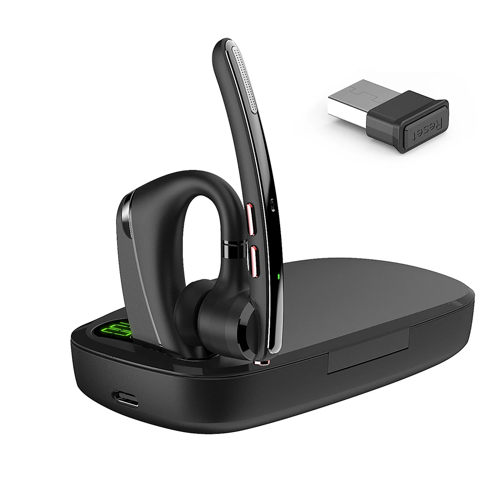 Bluetooth-headset, draadloos oortje met upgrade ruisonderdrukkende microfoon, 100 uur gesprekstijd, handsfree hoofdtelefoon met mute-knop