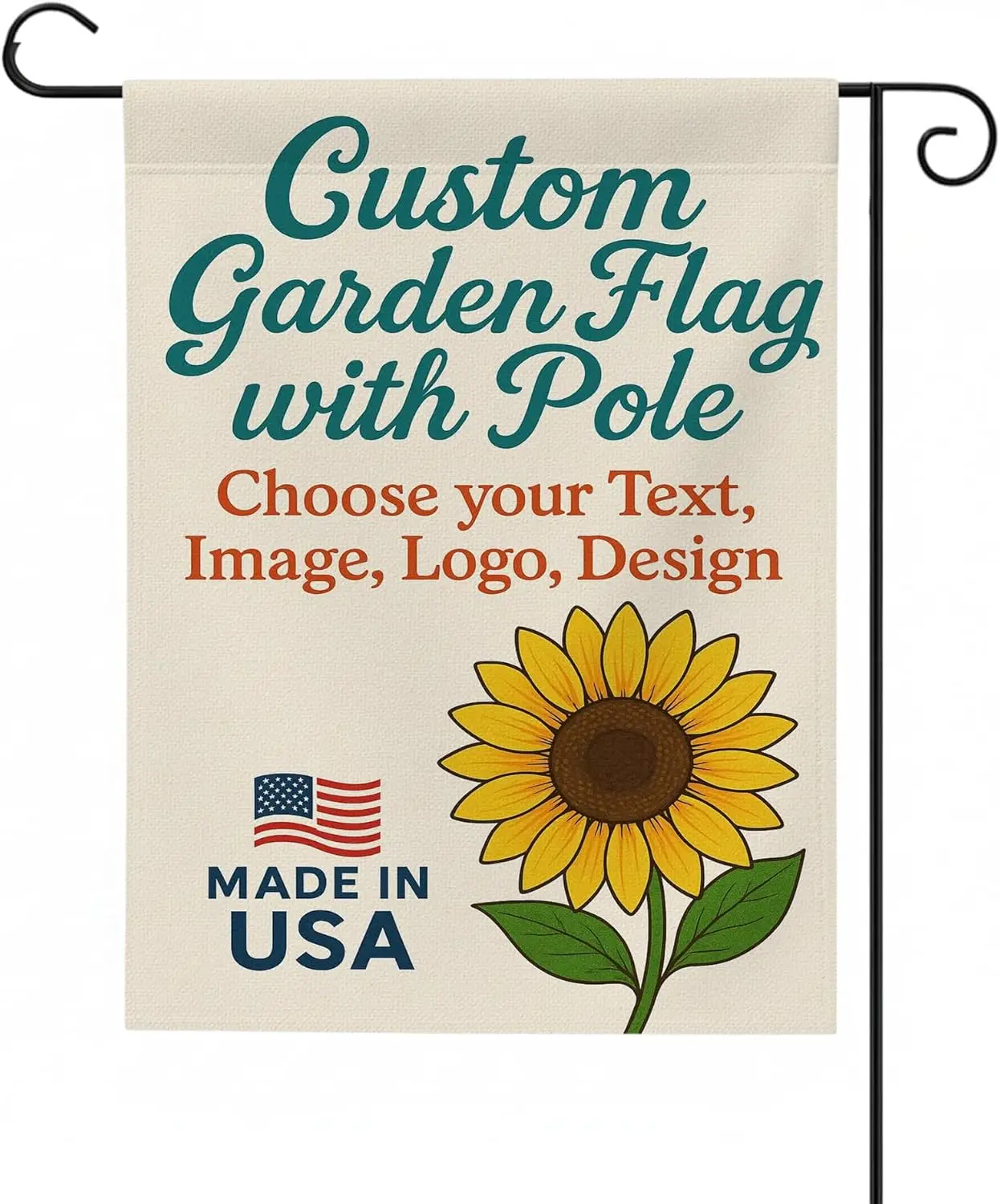 Custom Garden Flag with Pole Stand by BCB – Personalized Outdoor Garden Flags | Double-Sided Yard Flag with Stand | Decorati EEZ