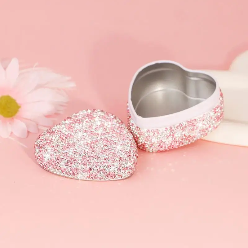 Funkelnde Strass-Metall-Blechdose Schmuck-Aufbewahrungsbox für Halsketten – Detail 3