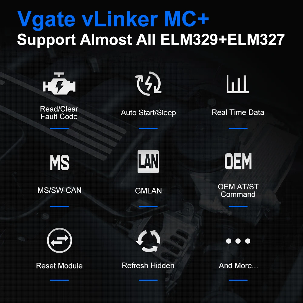 Vgate VLinker MC + OBD2 Scanner ELM327 V2.2 Bluetooth 3.0 BT4.0 for Android/IOS OBD 2 BimmerCode FORScan Car Diagnostic Tools