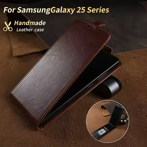 Leather Wallet Case for Samsung S25 S24 Ultra S23 S22 S21 S20 FE Note 20 10 Plus A55 A53 A52 A35 A16 A15 Upper Lower Flip Cover