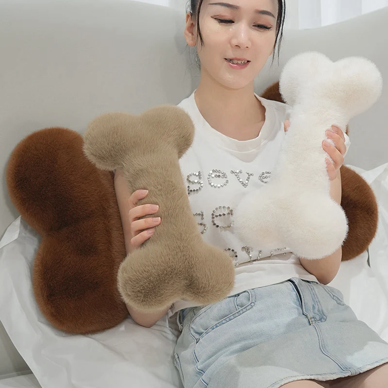 Kawaii a forma di osso peluche cuscino bambola di pezza ciondolo morbido osso lungo pisolino supporto per la testa cuscino per dormire decorazioni