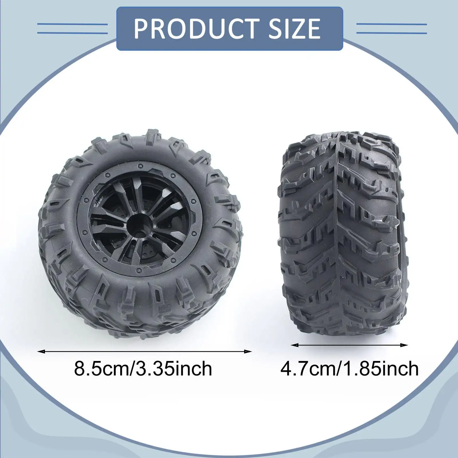 Jeu de roues et pneus de voiture RC, 4 pièces, 85mm, pièces de rechange pour échelle 16101Pro 1/16