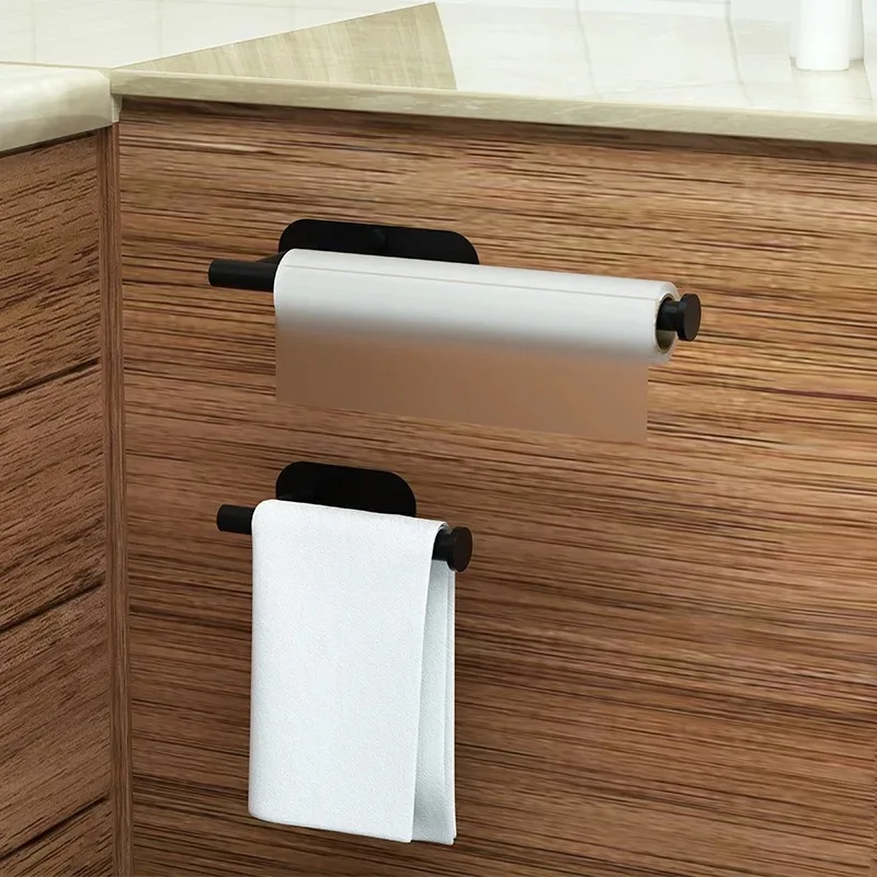 Kitchen Paper Towel Holders Plastic Wrap Stand Toilet Tissue Dispenser Napkin Rack Cabinet Storage Organizer Rags Dishcloth