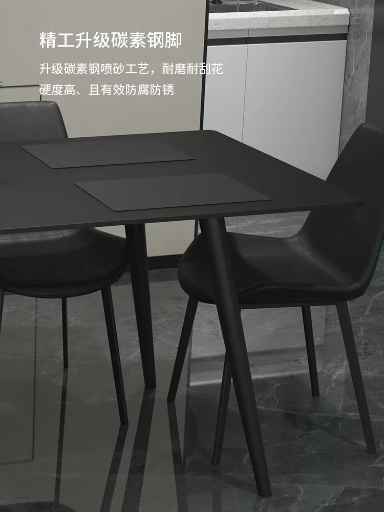 

Pure black slate table modern simplicity light luxury black dinner table Italian style is very simple