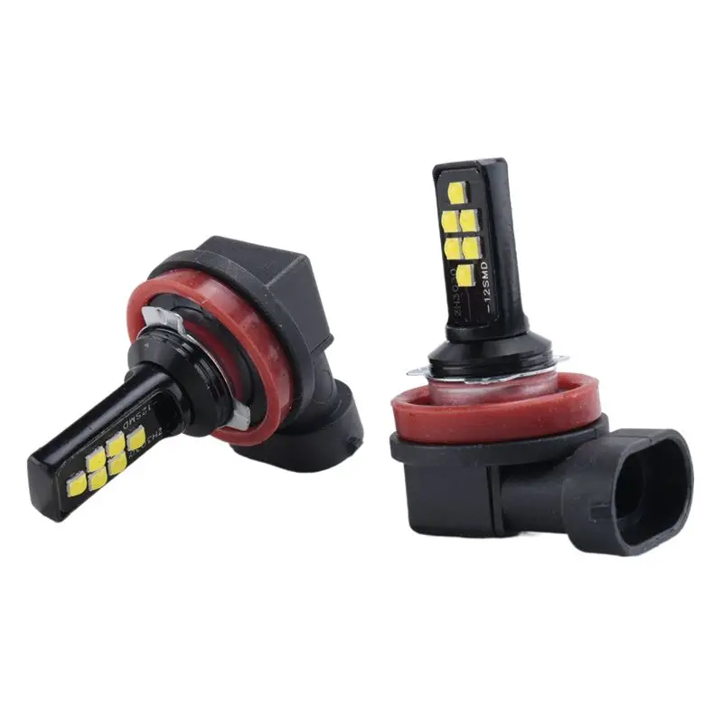 AEA6-2Pcs Car Highlight Fog Light H8/H11 3030 12Smd Cold White Decoding Flash Led Anti-Fog Lamp