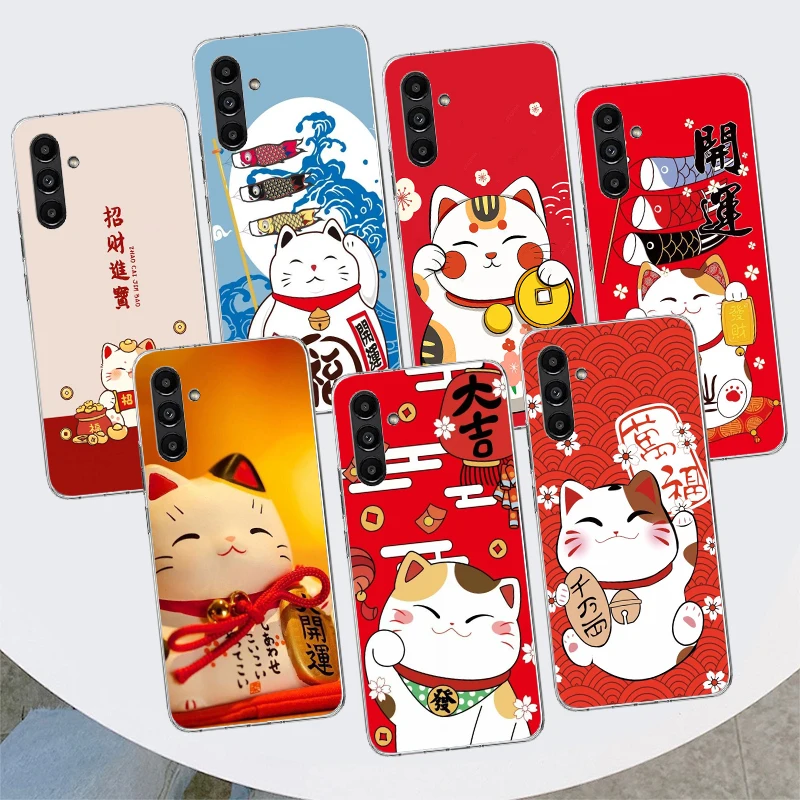 Японский чехол Lucky Cat Maneki Neko для телефона Samsung Galaxy A56 A55 A54 A53 A16 A15 A14 A13 A36 A35 A34 A33 A26 A25 A24 A23 A05