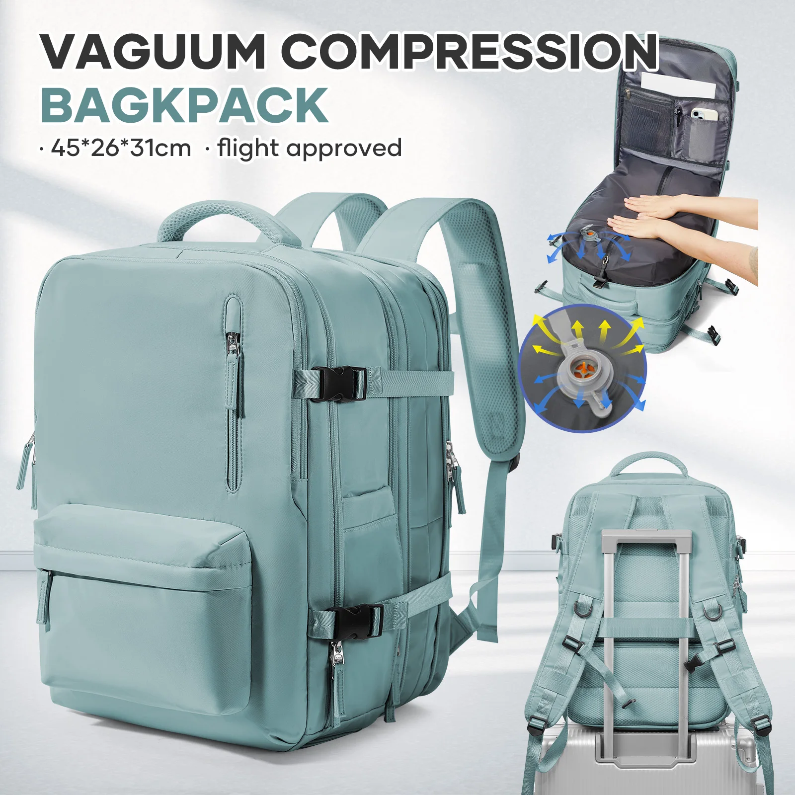 

Expansion Vacuum Compression Travel Backpack with Electric Pump Large Capacity Travel 17.inch Notebook Bag, Carry-On Travel Bags