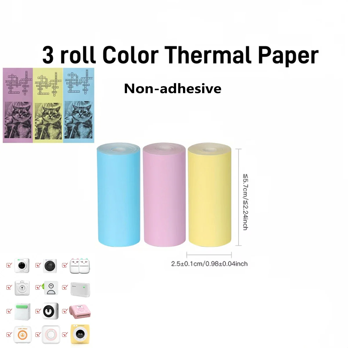 57x30mm Color Thermal Paper Kid Instant Camera Refill Print Paper Printing Picture For M02/T02 For Study Work Notes DIY Creation