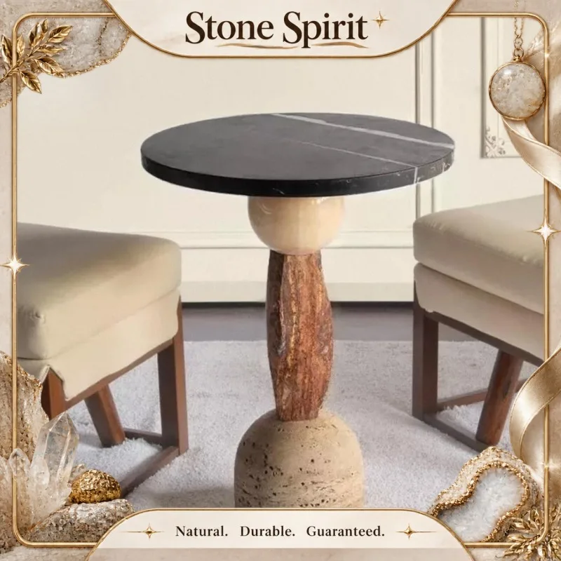 【Natural】Nordic Light Luxury INS Style Natural Marble Side Table Creative Corner Table for Home Hotel Living Room Homestay
