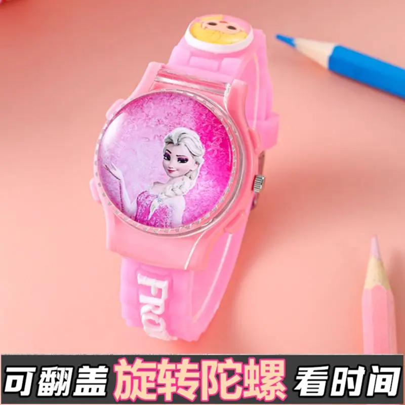 ديزني فروزن إلسا الأميرة الحلو لطيف الإبداعية الكرتون نمط الأزياء الوجه غطاء الغزل أعلى ووتش الاطفال اللعب هدايا العيد