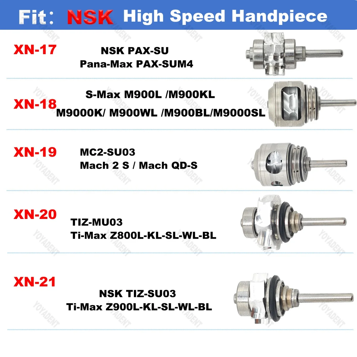 Fit NSK Ti-Max X600L/X650L/X450L/NL9000S High Speed Handpiece Air Rotor Dental Turbine Cartridge TIX45-SU03/TIX-SU03