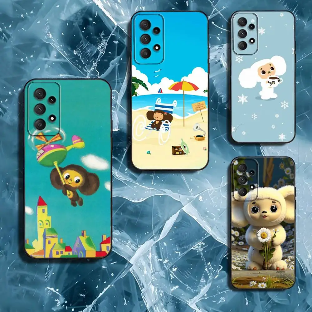 

Cartoon C-Cheburashka-es Phone Case For Samsung Galaxy A13,A21s,A22,A31,A32,A52,A53,A71,A80,Soft Black Shell