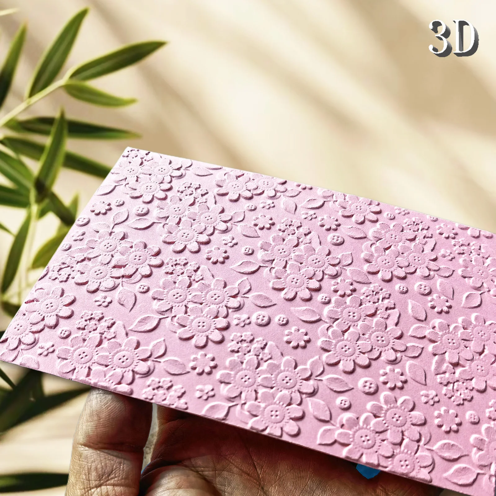 Blooming button pattern design 3D embossed folder, durable plastic, white, festival theme, used for making cards and scrapbooks,
