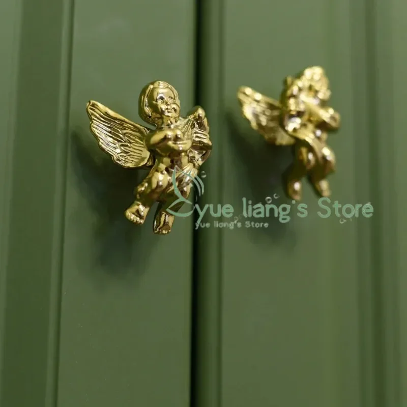 French Brass Angel Handles, Shoe Cabinets, Light Luxury Pure Copper, Creative Small Handles, Retro Handles