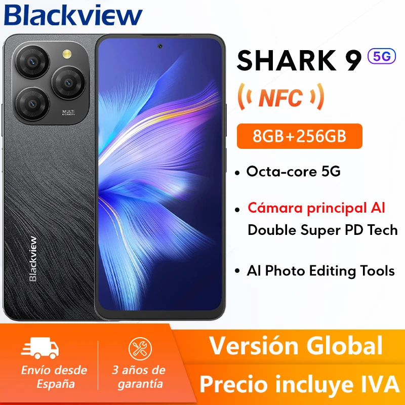 Smartphone Blackview SHARK 9 5G 8GB 256GB HD + IPS 6,67 screen 90Hz 50MP main camera NFC GPS Android 14 phone