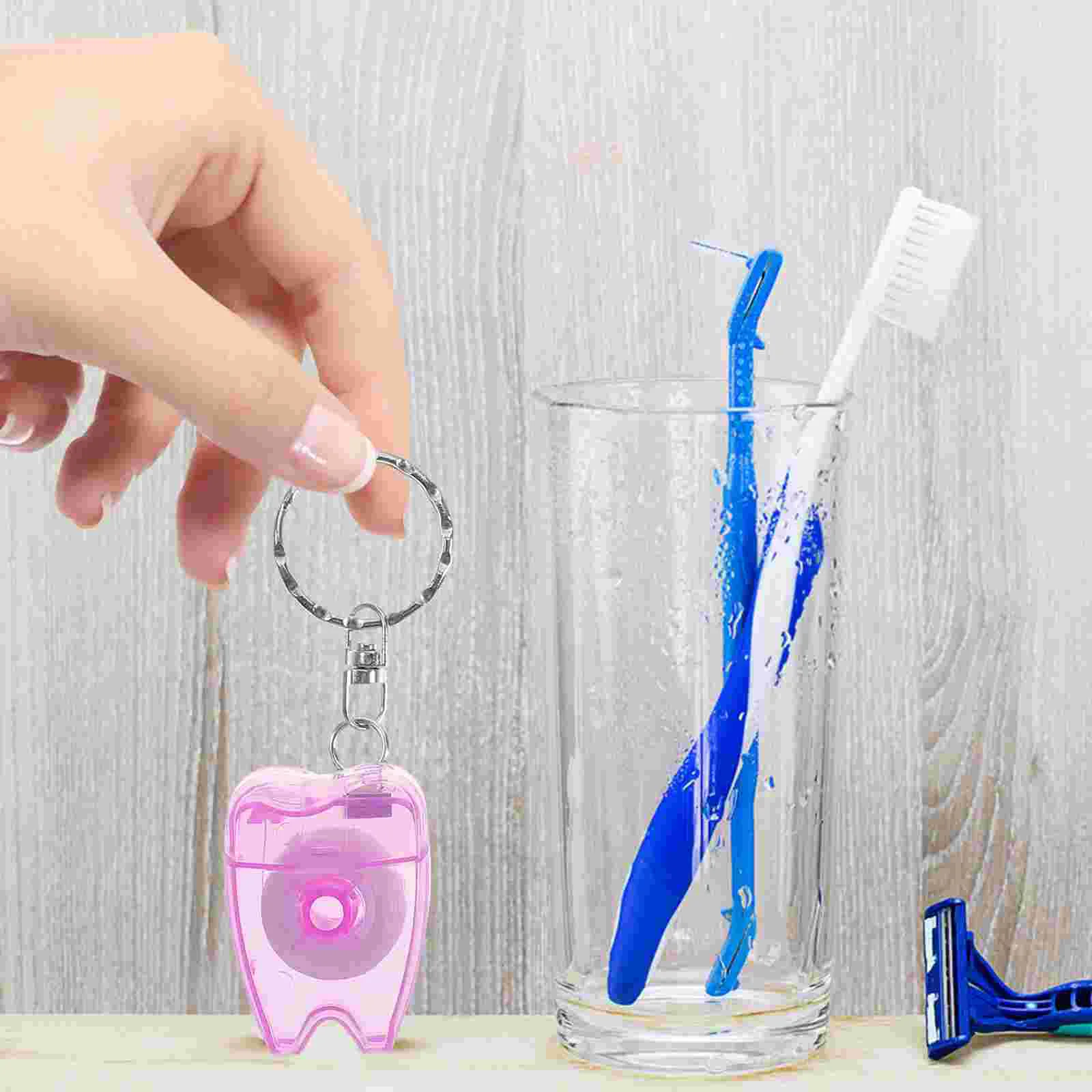 5pcs Keychain Dental Floss Portable Dental Floss Tooth Shape Box Floss Useful Floss Box Practical Dental Floss