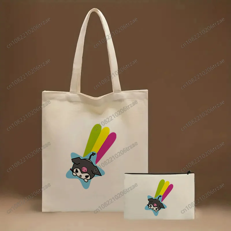 

Sanrio Kuromi I Miss You Graphic Simple Printed Shopping Bags Set Girls Fashion Life Casual Pacakge Hand Bag Tote Makeup Bag