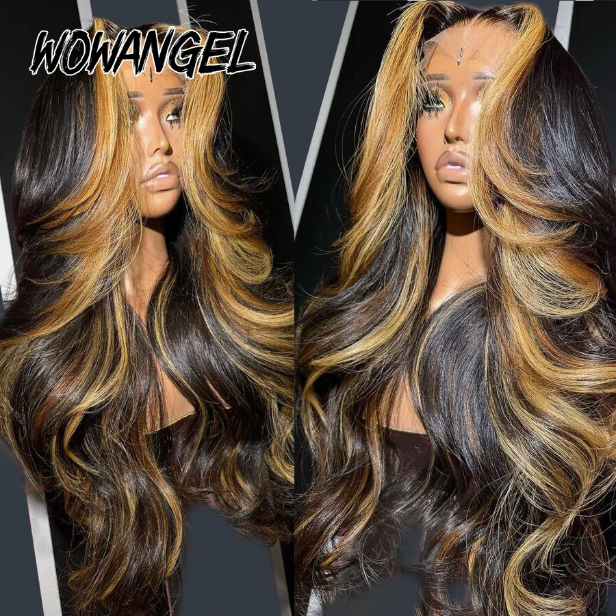 1B27 Highlight Wigs 36inch 13x6 HD Lace Frontal Human Hair Wigs Body Wave 13x4 HD Lace Front Wigs Ombre Colored Wigs For Woman