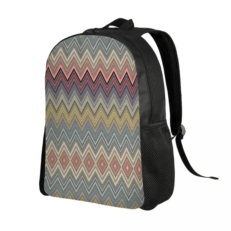 Pastel Home Zig Zag Backpack for Men Women Waterproof College School Camouflage Bohemian Bag Print Bookbag