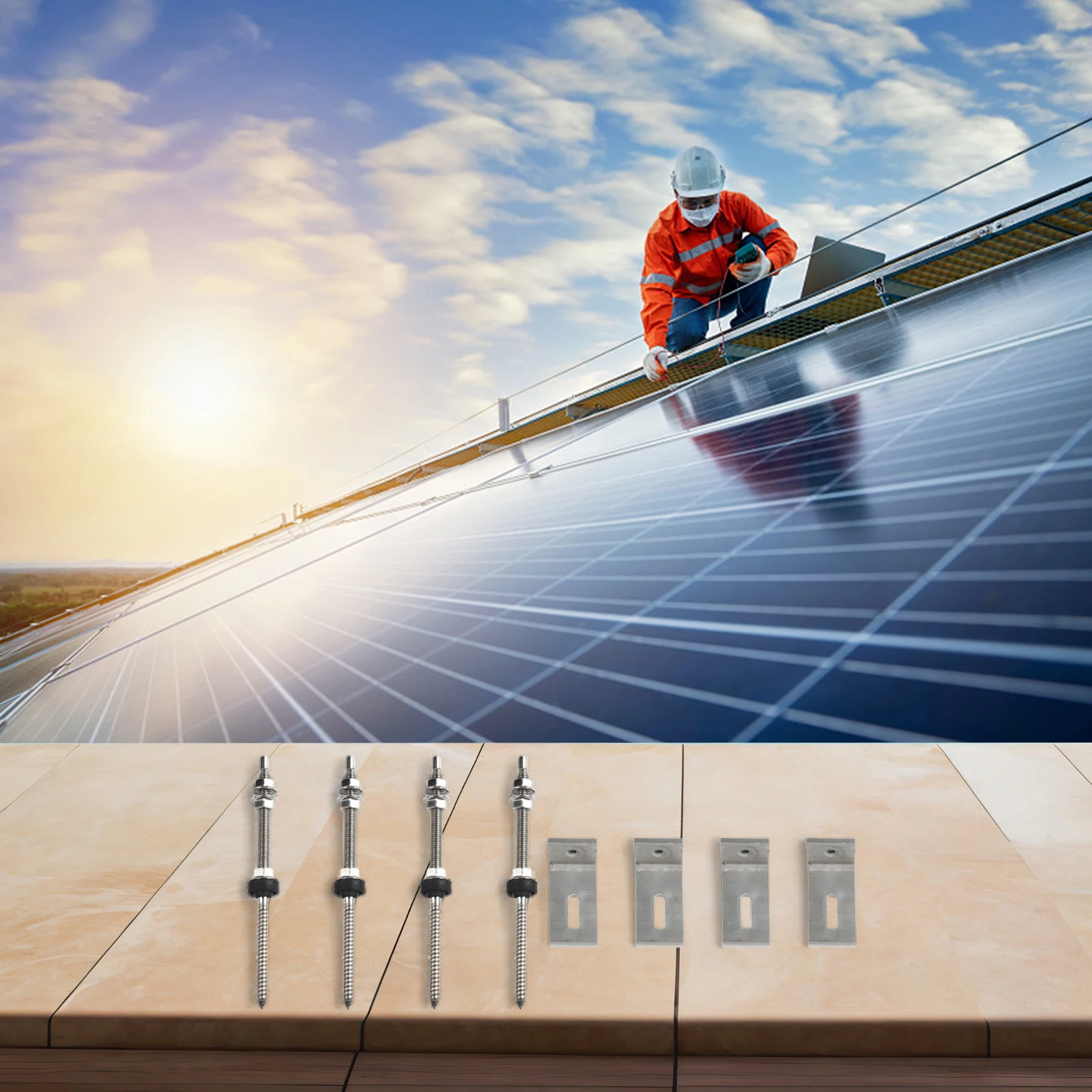 

Brackets Pole Screws stainless Steel Sliver Trapezoidal With L Angle M10 Sheet Metal Solar 4 Sets Aluminium Alloy