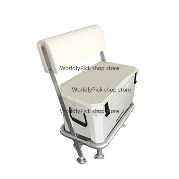 Dolphin 85QT (80L) Marine Grade Fishing Cooler Storage Box with Leaning Post White Boat Seat
