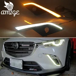 For Mazda CX3 2015-2019 LED Daylights Yellow Turning Signal Light 12V Car DRL LED Daytime Running Light Fog Lamps Amige