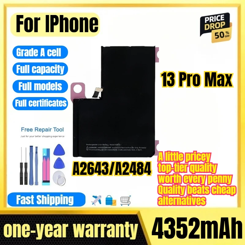 Batería A2643/A2484 para iPhone 13 Pro Max, 0 ciclos, alta calidad, alta capacidad, reemplazo con celda grado A y herramientas