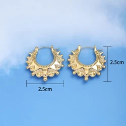 Retro non-fading stainless steel waterproof hypoallergenic gear fashion hoop earrings for women's jewelry gifts