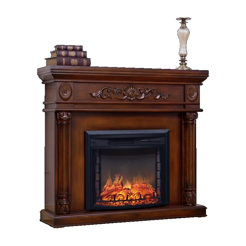 European-style white roman column living room fireplace rack heating wall energy saving and environmental protection