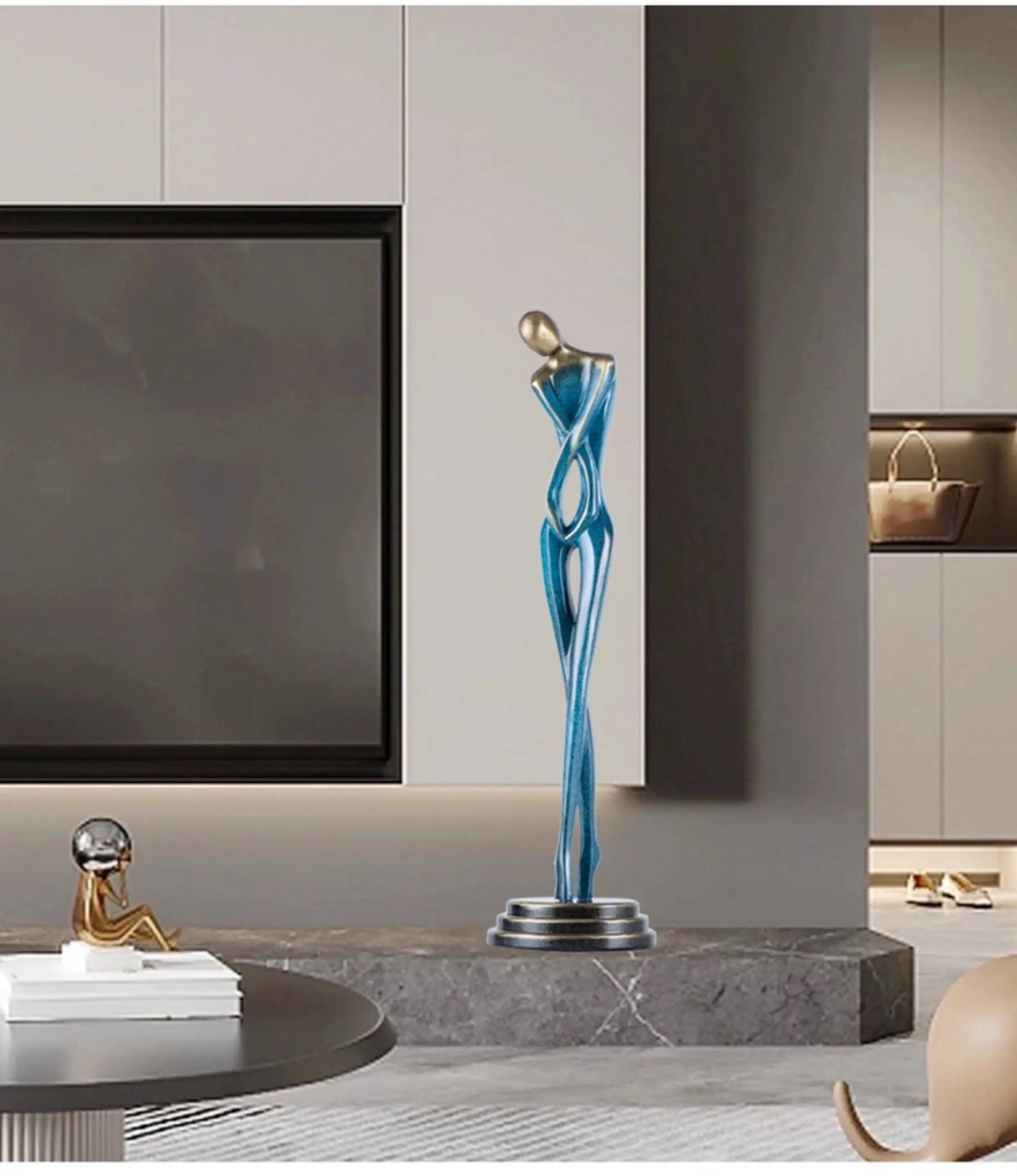 Artistic figure sculpture vertical height slender ornament light luxury high sense living room entrance  cabinet decoration