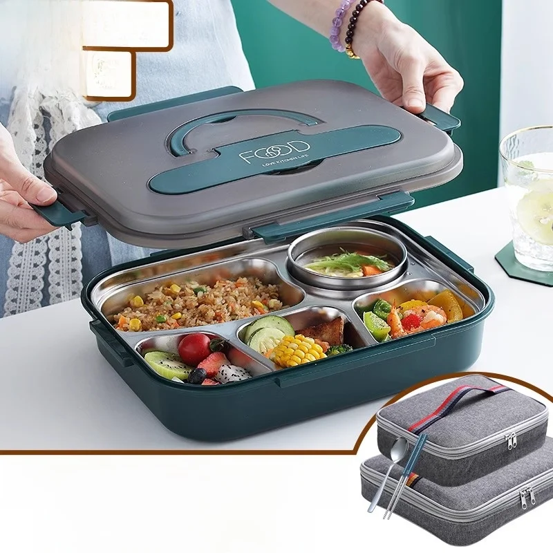 

Large Capaci Stainl Steel Insulated Lunch Box Portable Bento Box Student Ceteria Meal Box Simple Design One Layer
