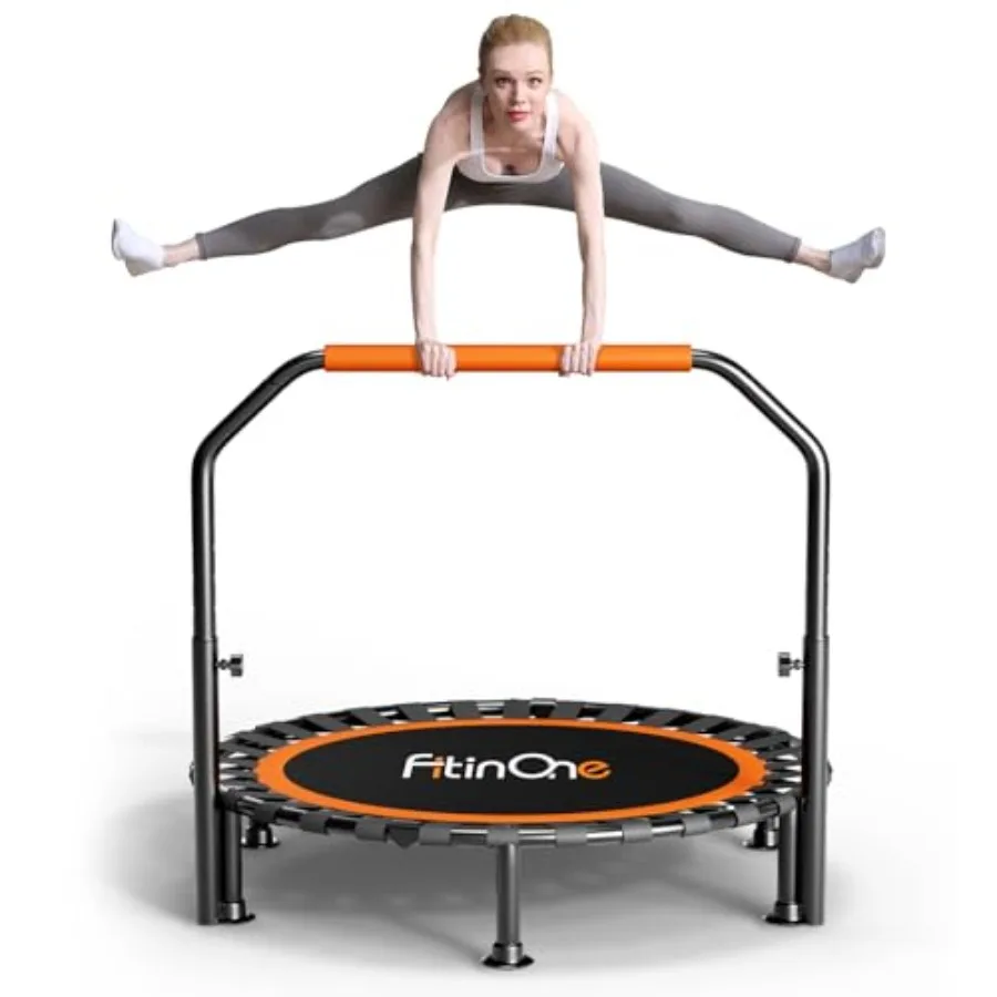 

40in Foldable Mini Trampoline for Home Fitness with 330lbs Capacity Durable Bungee Bands Portable Rebounder in Black for Adult
