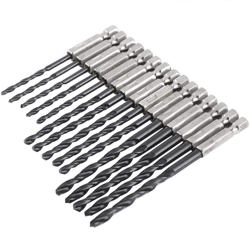 Imagem -06 - Hss Twisted Drill Bit Grupo Aço Nitreto Saw Grupo Black Ferramentas Elétricas Hex Shank mm mm mm 15 Pcs