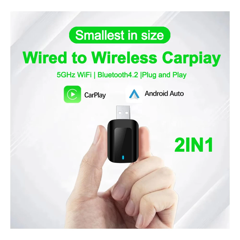 Carplay Android Auto Wireless Adapter For Toyota Mazda Nissan Camry Suzuki Subaru Citroen Audi Mercedes Kia Ford Opel Spotify BT