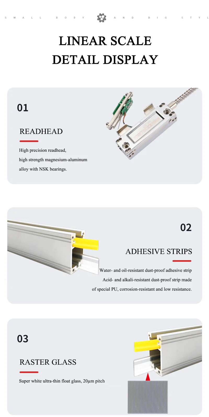 HXX High Accuracy 0.001mm TTL 5VDC 500 600 650 700 750 800 850 900 1000mm Linear Scale 1um Optical Encoder Optical Grating Ruler