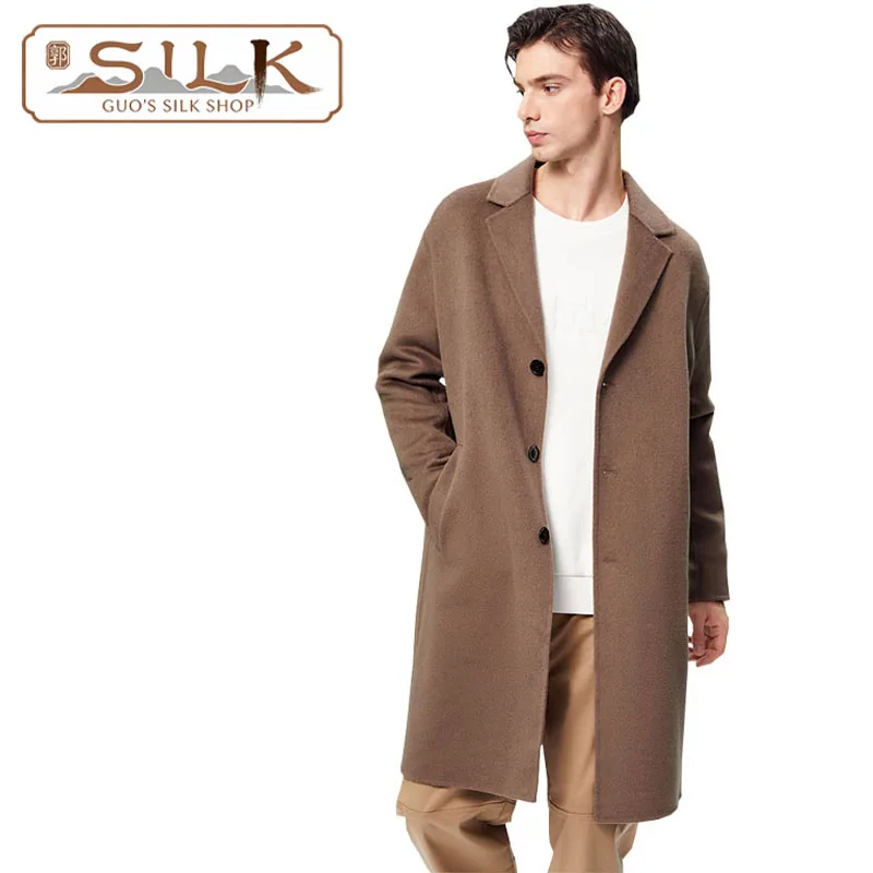 

Двустороннее шерстяное мужское пальто — элегантная и изысканная шерстяная куртка с длинными рукавами в простом стиле — удобная, мягкая и теплая