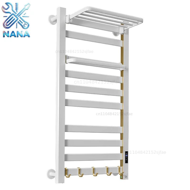 Bathroom smart electric heated towel rack, heating and drying, multifunctional bathroom bath towel rack, black toilet foldable