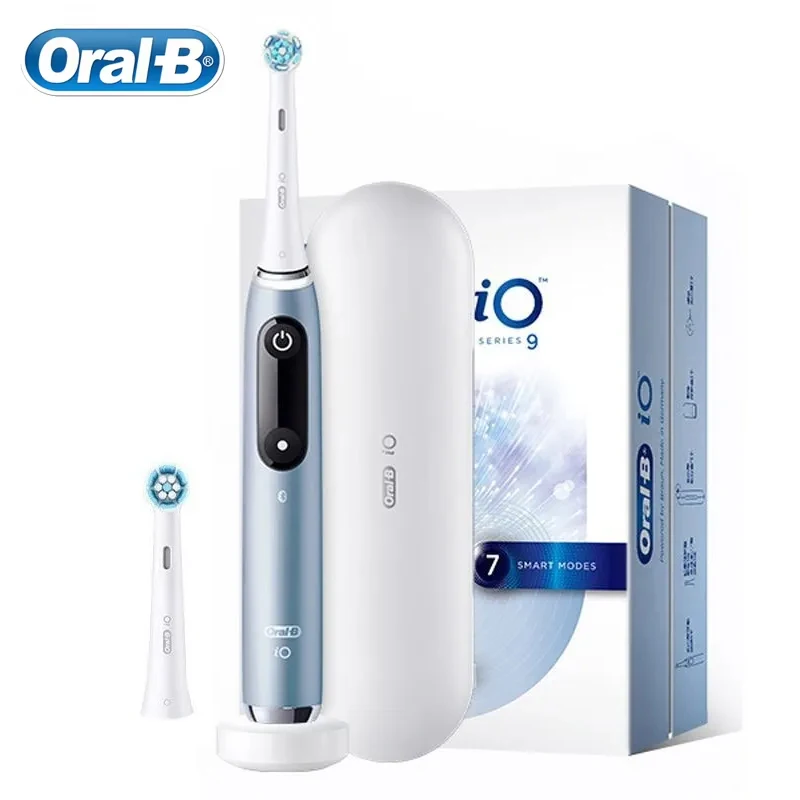 Oral B iO9 3D Smart Electric Toothbrush Series 9 Pressure Sensor Visible Timer AI Tracking Brush 7 Modes with Charge Travel Case