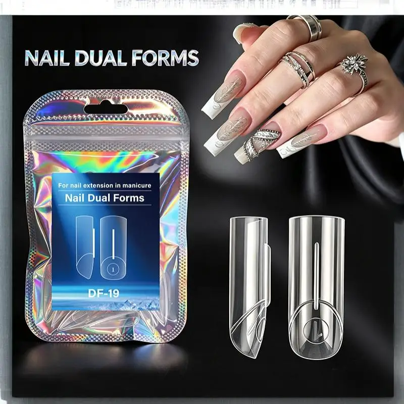 48/52/56/60Pcs Laser Bag Packaging Dual Forms Inner Arc Line Shark Fin Nail Art Mold Extension Tool
