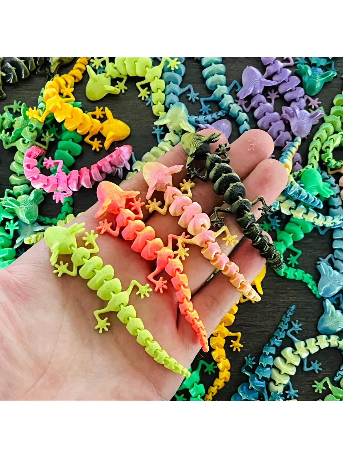 Figurines de lézard imprimées en 3D, jouets articulés mobiles pour animaux de compagnie, décoration de maison, couleur aléatoire, cadeau d'anniversaire pour garçons et filles, 1 à 50 pièces