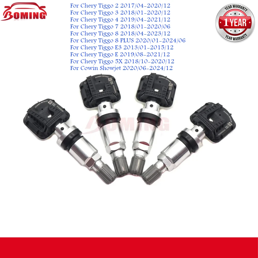 

4 шт. новый датчик давления в автомобильных шинах TPMS 802000012AA для Chery Tiggo 2 3 4 7 8 8 PLUS E3 E 5X Cowin Showjet 433 МГц
